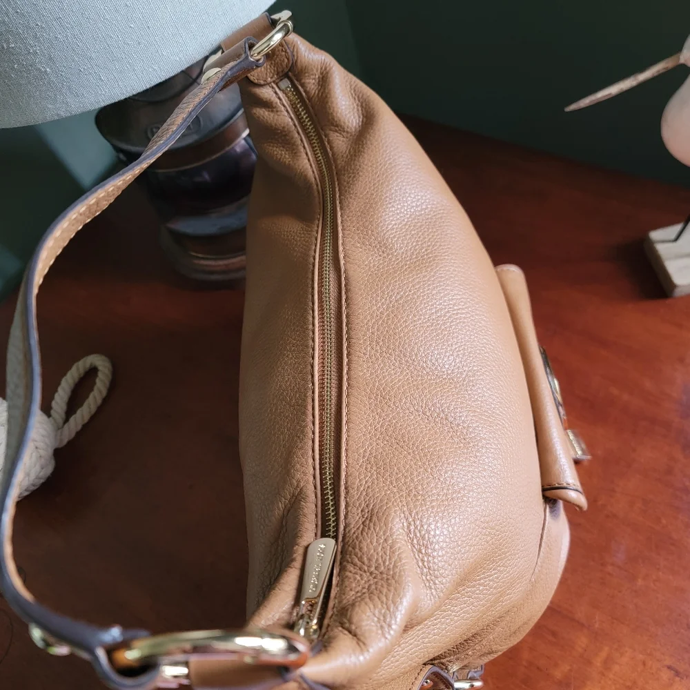 Michael Kors Fulton Hobo Tan Pebbled Leather Shoulder Bag